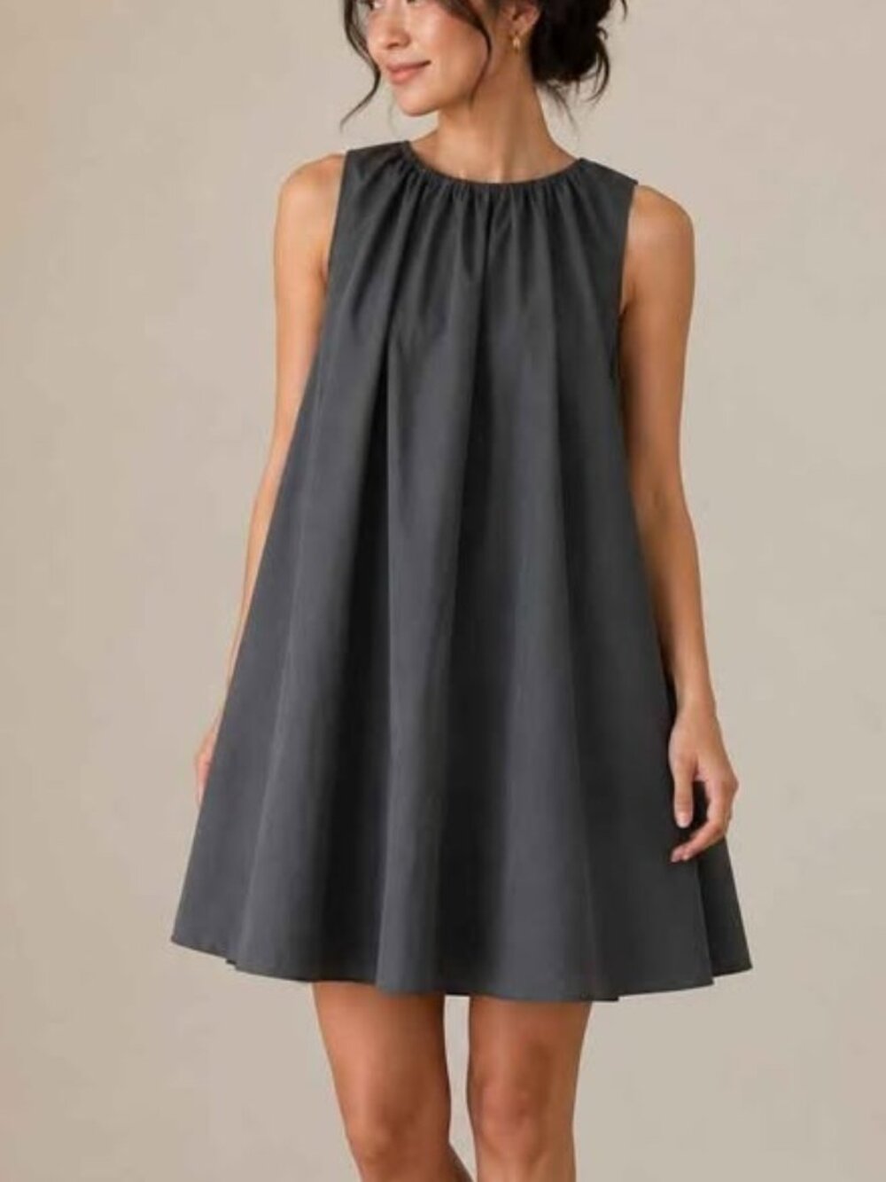 AIIRZ Black Sleeveless Structured Flared A-Line Pleated Mini Dress, Small, NWT